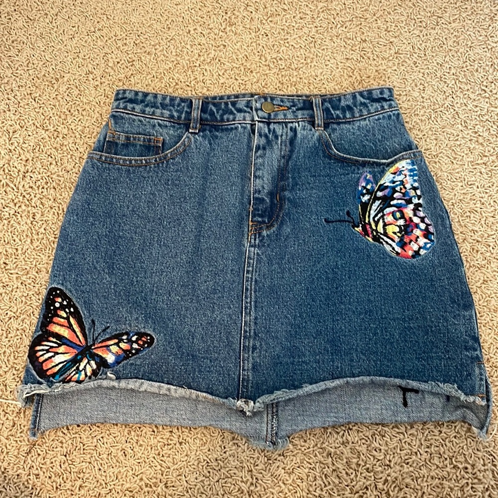Butterfly Denim Skirt
